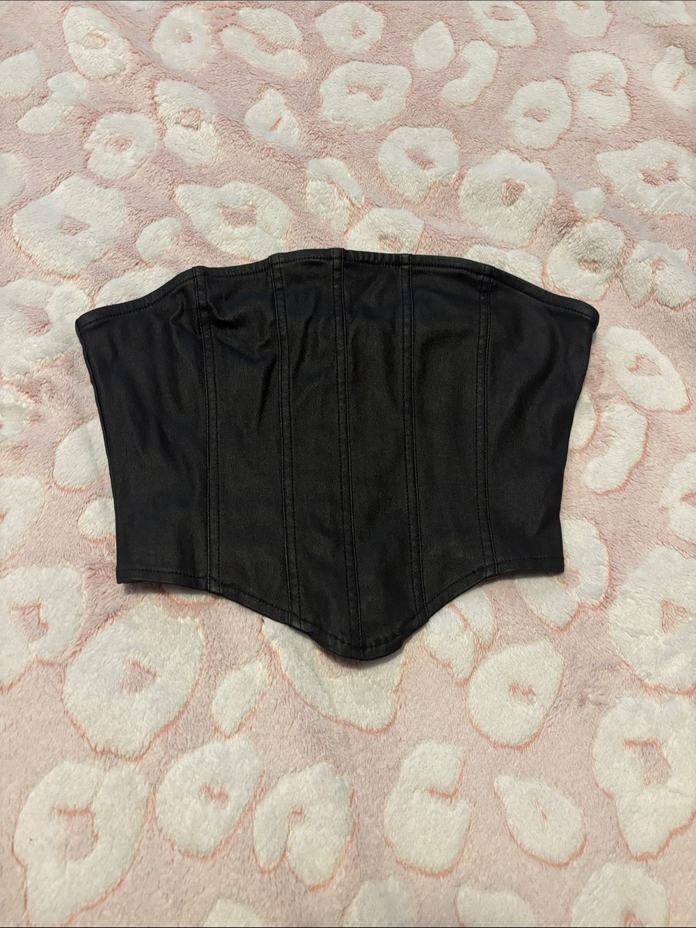 Black Strapless Cropped Corset Top